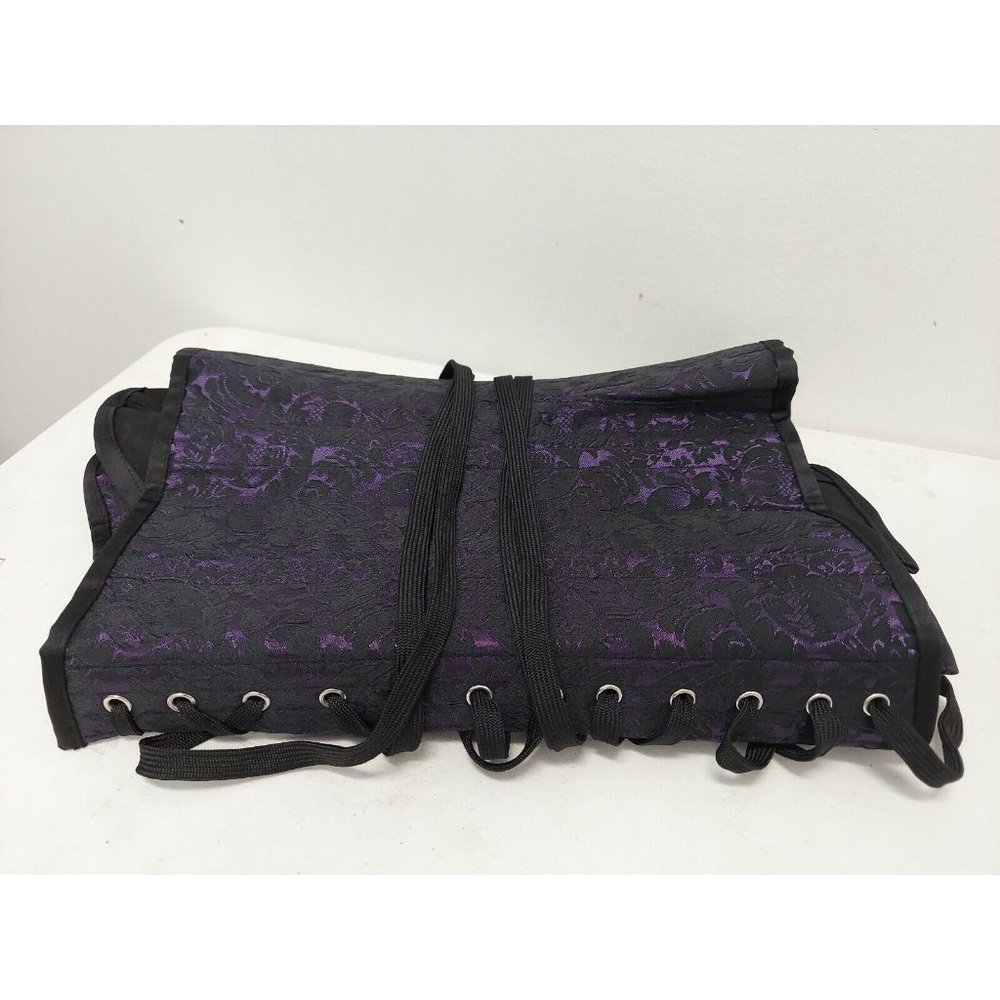 Corset Story Purple Brocade Satin Overbust, Spiral Steel Boned Corset, Waist 36" - Picture 9 of 12